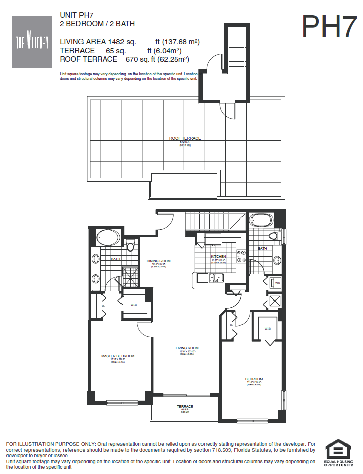 Floor plan for 2 beds, 2 baths, 1228 sqft